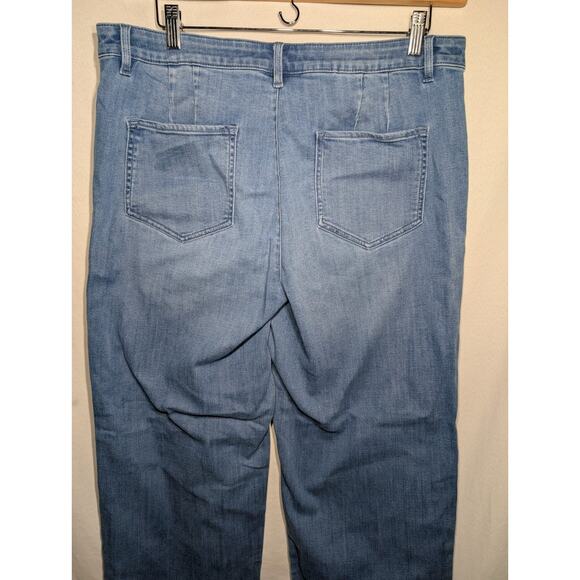 J Jill Womens High Rise Wide Leg Jeans Sz 14 Pocket Patch Light Wash Boho - Picture 4 of 7